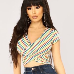 Fashion Nova rainbow crop top